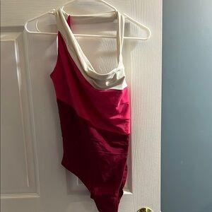 sidestroke Pink and White One Piece